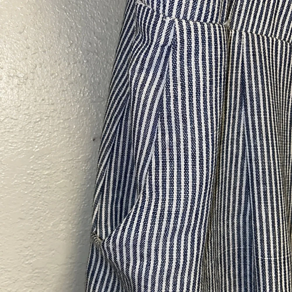 White Closet Navy White Ticking Sweetheart Neckline Nautical Midi Sundress - Picture 5 of 11